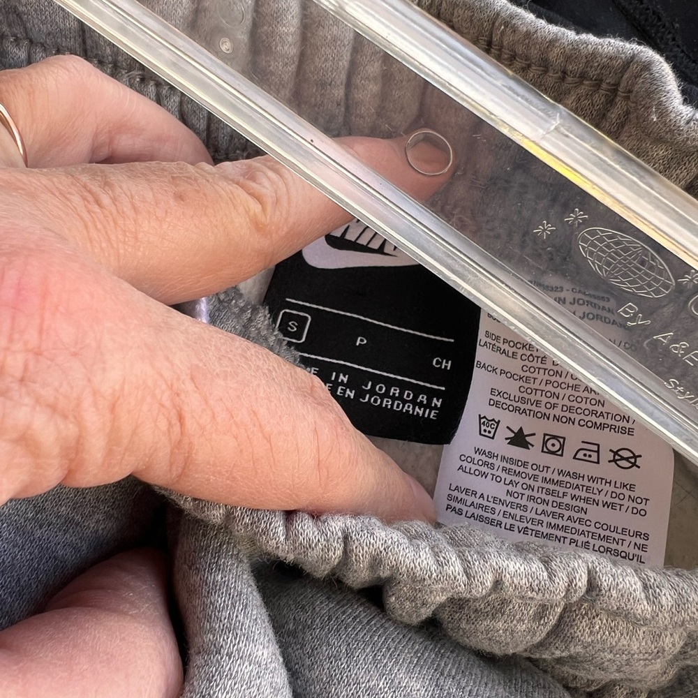 Nike Grey Sweatshorts with White Swoosh Fleece Small - Picture 2 of 3